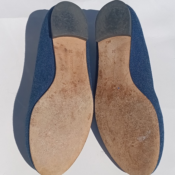 Manolo Blahnik TERE Jeans Denim Round Toe Ballet Flats Size 7 - Picture 5 of 10
